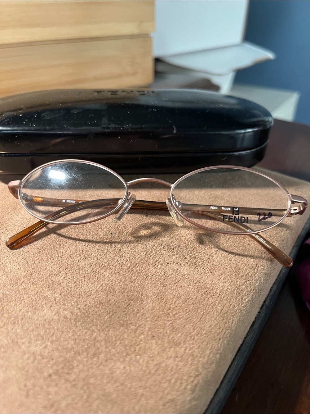 Fendi Rose Gold Oval Glasses with Carmel Tortoiseshell Temples